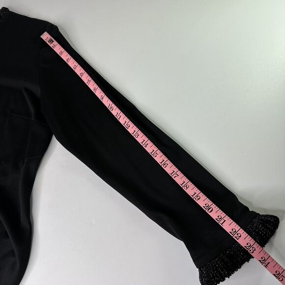 70s Vtg Kay Windsor Black Maxi Dress High Neck Sparkle Trim Goth Witchy Sz S/M? - Picture 7 of 16